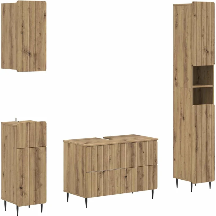 vidaXL 4-teiliges Badezimmer-Schrank-Set ZWOLLE Artisan-Eiche 3417926 – Bild 2