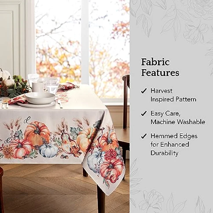 Elrene Home Fashions Botanical Harvest Kürbis-Tischdecke, 132,1x177,8 cm, rechteckig – Bild 4