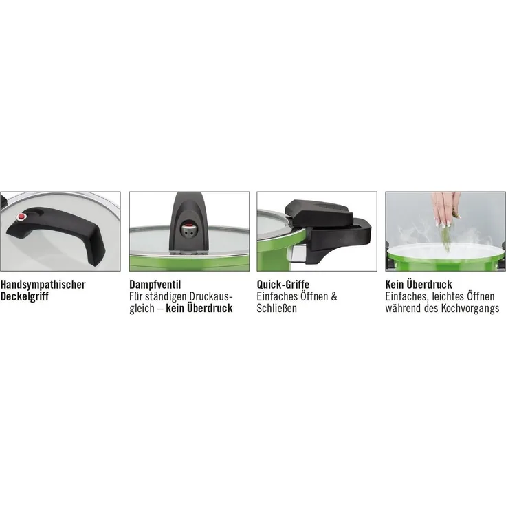 GSW Dampfgartopf Ceramica green, Aluminium (1-tlg), Dampfkochtopf, mehrfache Ceramic-Versielgung, Induktion