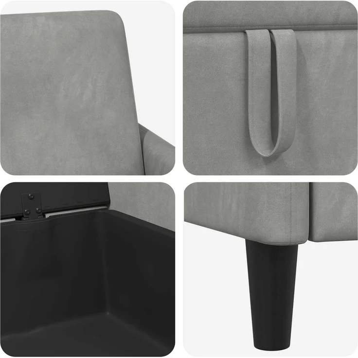 vidaXL Sofa Set mit Stauraum 2 stk. Hellgrau Polyester 3429246 – Bild 6
