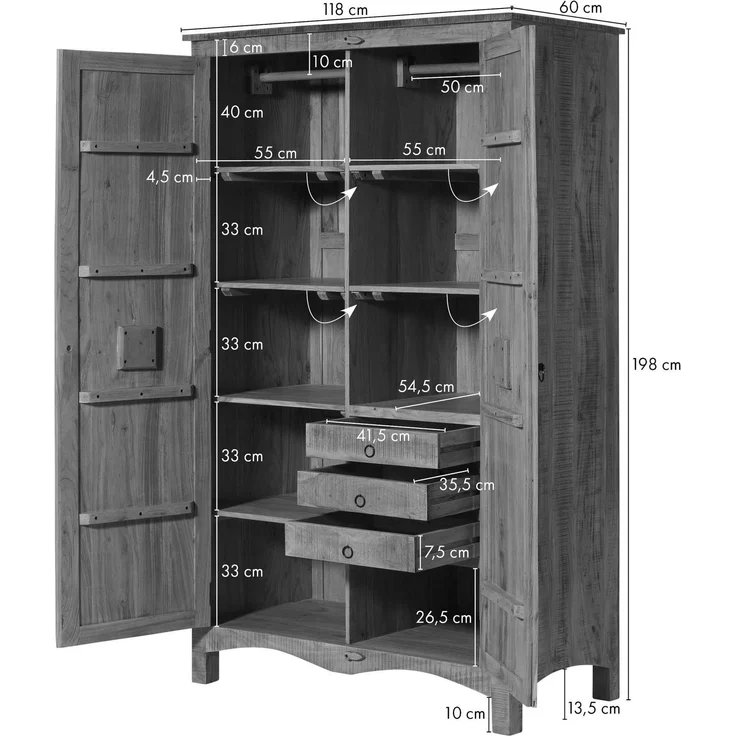 Kleiderschrank Akazie 118x60x198 natur versiegelt NATURE OF SPIRIT #242 – Bild 7