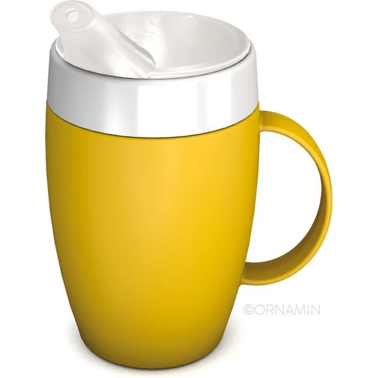 Ornamin Schnabelbecher Becher mit Trink-Trick mit Schnabelaufsatz/Trinkaufsatz, 2-tlg, Kunststoff, Trinkhilfe l Alltagshilfe l BPA-frei l Made in Germany – Bild 1