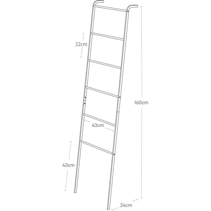 Yamazaki Garderobenständer "Tower" Kleiderständer 45x162cm, Handtuchhalter, Universalständer, zum Anlehnen, schwarz Metall – Bild 5