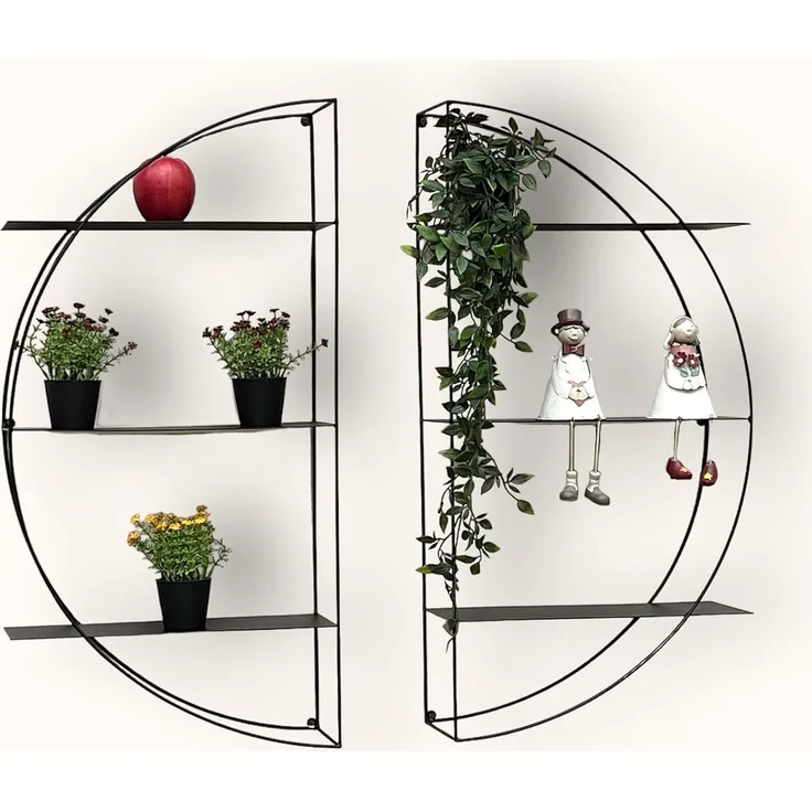 DanDiBo Wandregal Metall Schwarz Rund 96460 Wandmontage 80 cm Modern Wand Wandhalter Regal Wanddeko