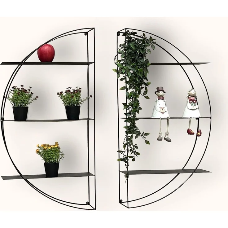 DanDiBo Wandregal Metall Schwarz Rund 96460 Wandmontage 80 cm Modern Wand Wandhalter Regal Wanddeko – Bild 1