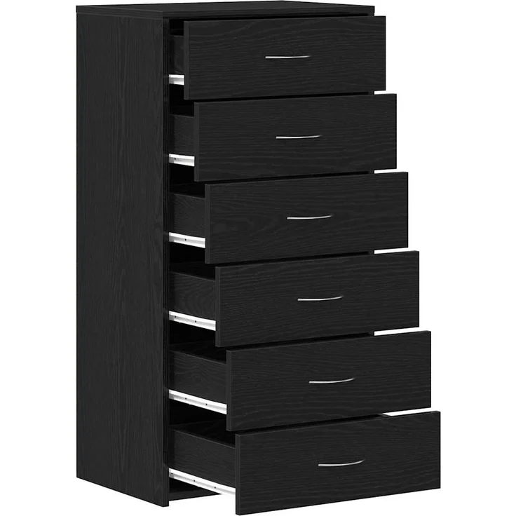 vidaXL Sideboard mit 6 Schubladen Schwarz Eichen-Optik 50x34x96 cm 862442 – Bild 4
