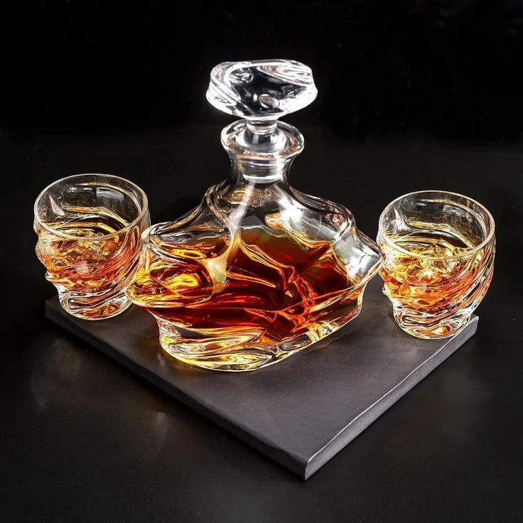 Whisky Karaffe Set mit 4 Gläsern 750ml Bleifrei Luxus Geschenk – Bild 4