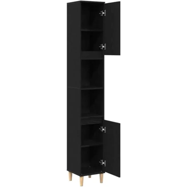 vidaXL Badezimmerschrank mit Tür Schwarz Eichen-Optik 30 x 30 x 190 cm 862805 – Bild 9