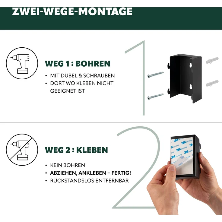 Wand-Kosmetikeimer 3 l, Badmülleimer 2-Wege-Montage, eckig, schwarz – Bild 6