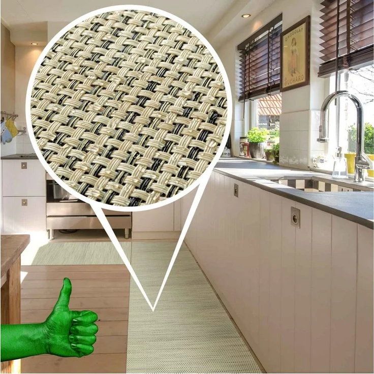 ANRO Küchenläufer Hochwertig Outdoorläufer Teppich TATAMI Läufermatte, Eckig, Höhe: 3 mm, Rattanoptik – Bild 4