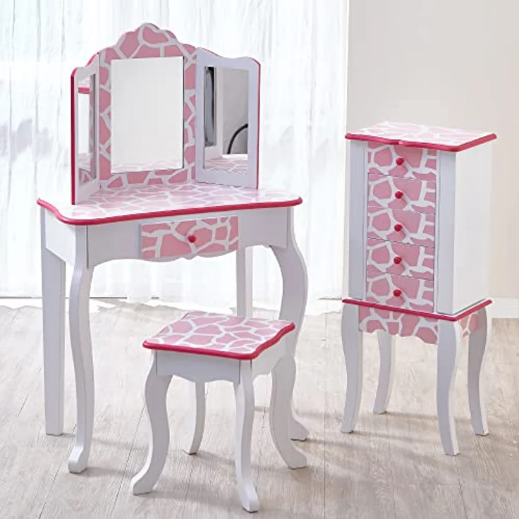 Teamson Kids Kinder Schminktisch mit Spiegel und Hocker Frisiertisch TD-11670D – Bild 9
