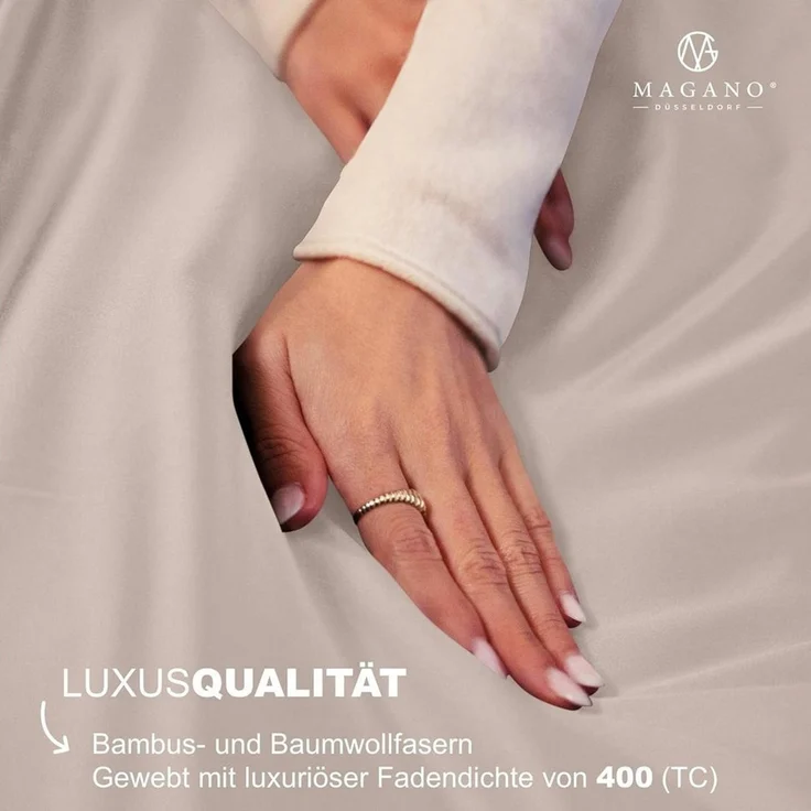 MAGANO Spannbettlaken Bambus & Baumwolle Satin, Luxus Bettlaken, Gummizug: rundum, 400 TC Luxusqualität, Hypoallergen, Thermoregulierend – Bild 3