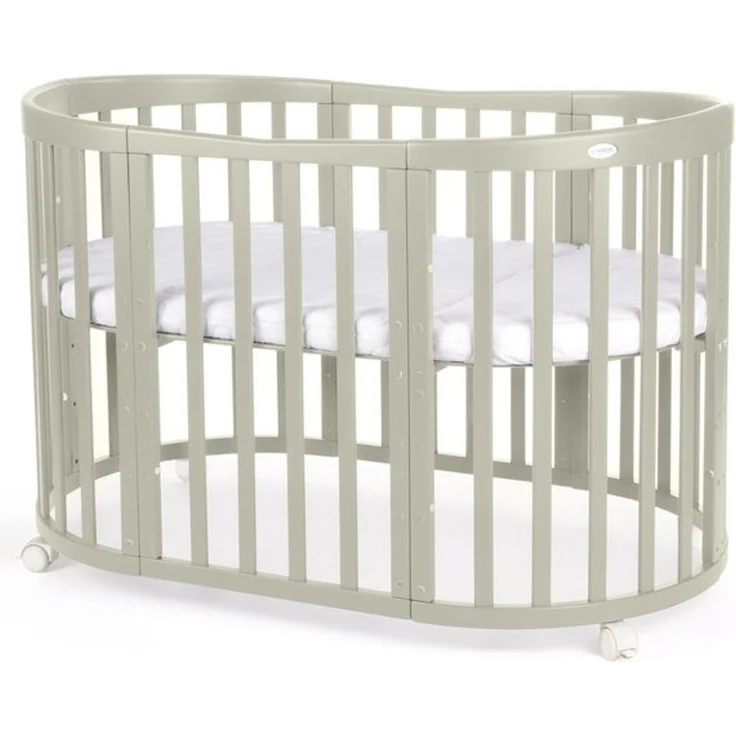 Waldin Babybett Mobiles Babybett OWAL aus Holz 7in1 mit Matratze, mitwachsend – Bild 4