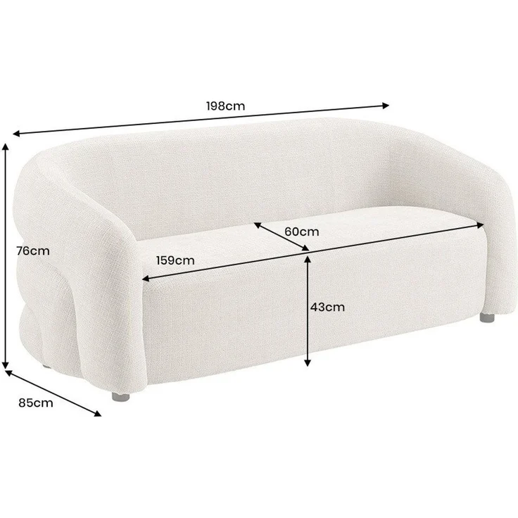 riess-ambiente 3-Sitzer VOGUE 200cm beige – Sofa, Chenille, modern, Schaumstoff-Polsterung, Einzelartikel 1 Teile, komfortable Stoff-Couch mit 3 Sitzplätzen – ideal fürs Wohnzimmer – Bild 3
