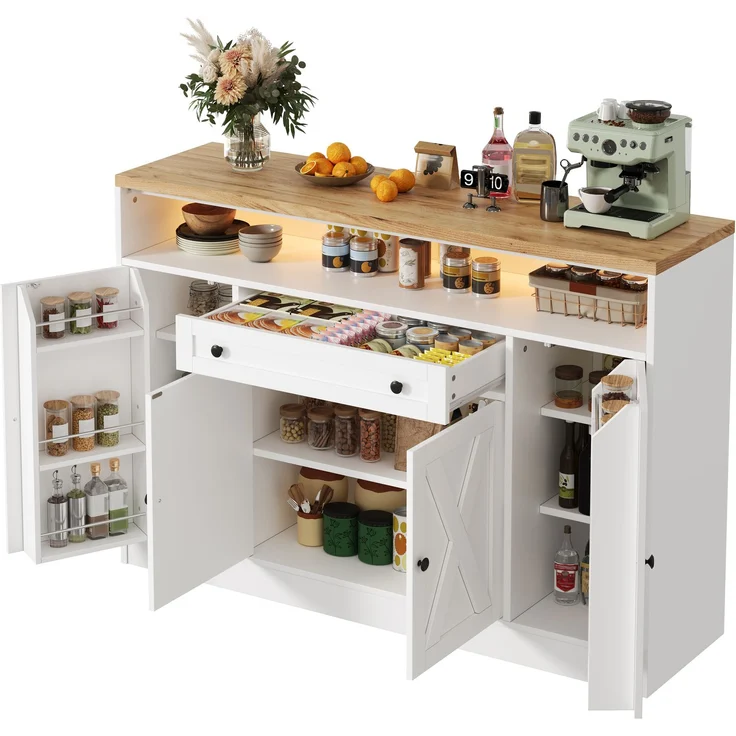 Sideboard 140 x 35 x 95 cm aus MDF in Weiß mit RGB-LED-Beleuchtung – Bild 7