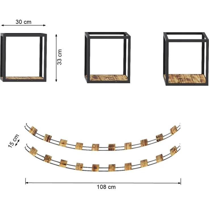 QLS Katzen-Kletterwand LOFT Deckenmontage, Set Aus Metall pulverbeschichtet und Holz Geflammt 5 Teilig – Bild 9