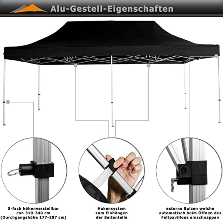 INSTENT® Faltpavillon weiß, 3x6 m – Bild 6