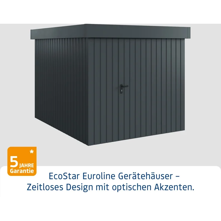 Hörmann Ecostar Metall-Gerätehaus "Euroline Trend" mit Flachdach EFD 6, anthrazitgrau, 214 x 262 cm,1-flüglige Tür – Bild 2