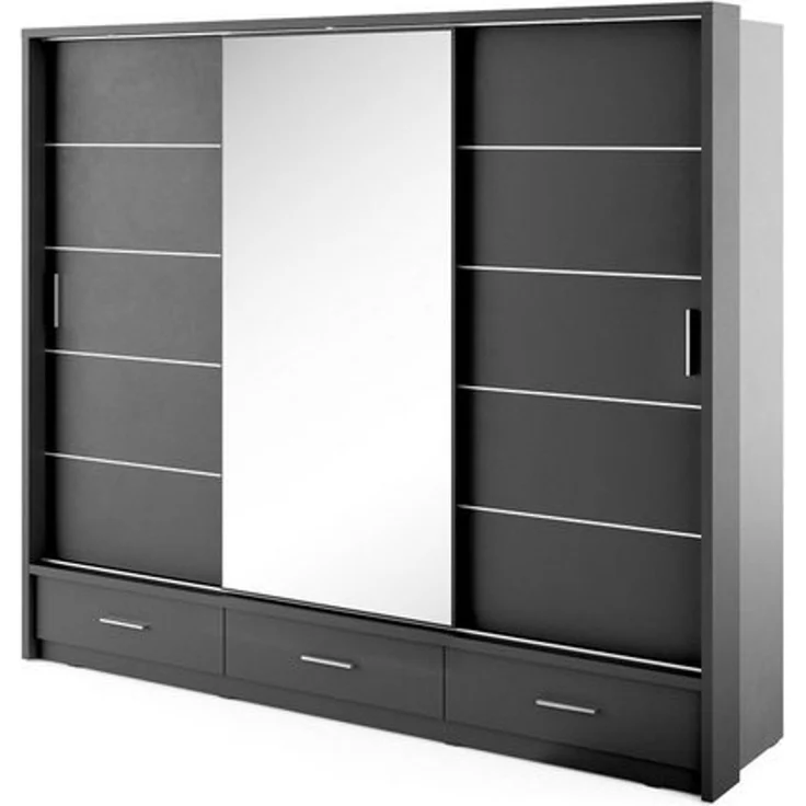 Compleo Kleiderschrank ARTI 01 mit 3 Schubladen, mit Spiegel, 3-türig Schwebetürenschrank – Bild 4