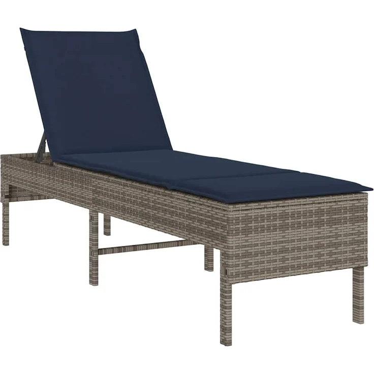 vidaXL Sonnenliege mit Auflage Grau 55x200x44 cm Poly Rattan 4104106 – Bild 1