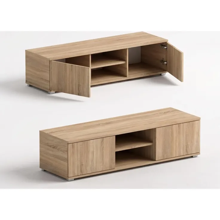 Sleepyshop24 Moderner TV-Schrank Sonoma Eiche | Lowboard 120x32x30 cm | Fernsehtisch mit offenen Fächern für Receiver & Konsole – Bild 3