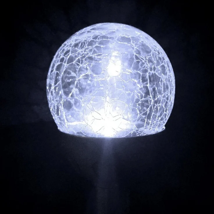HAC24 LED Solarleuchte Solar Gartenleuchte Kugel Leuchte mit Crackle-Licht Solarlampe, LED fest integriert, Weiß, Lichtfarbe Weiß – Bild 2