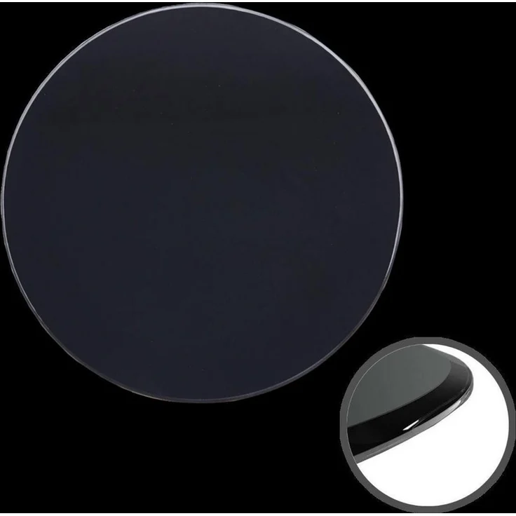 HOOZ Tischplatte aus Glas Ø 60 x 0,6 cm oder als Funkenschutzplatte für den Kamin (schwarzes Glas, 1 St, ESG-Sicherheitsglas), mit hochwertigem Facettenschliff