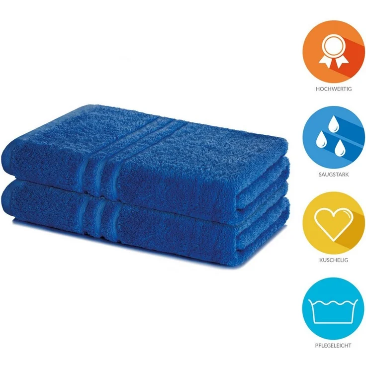 Lavea Duschtuch Elena Frottee Duschtücher Set 70x140 cm Handtücher, 100% Baumwolle (2er Set), Dusch-Handtuch, 500 g/m² Frottier, weich & saugstark, pflegeleicht – Bild 2