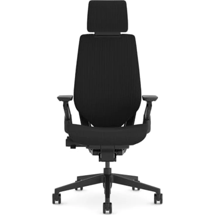 Steelcase Gesture Ergonomischer, höhenverstellbarer Büro- und Gaming-Stuhl mit verstellbarer Lordosenstütze und Armlehnen, atmungsaktiver 3D-Microknit-Rückenlehne in Schwarz, bequemer Bezug in Onyx – Bild 5