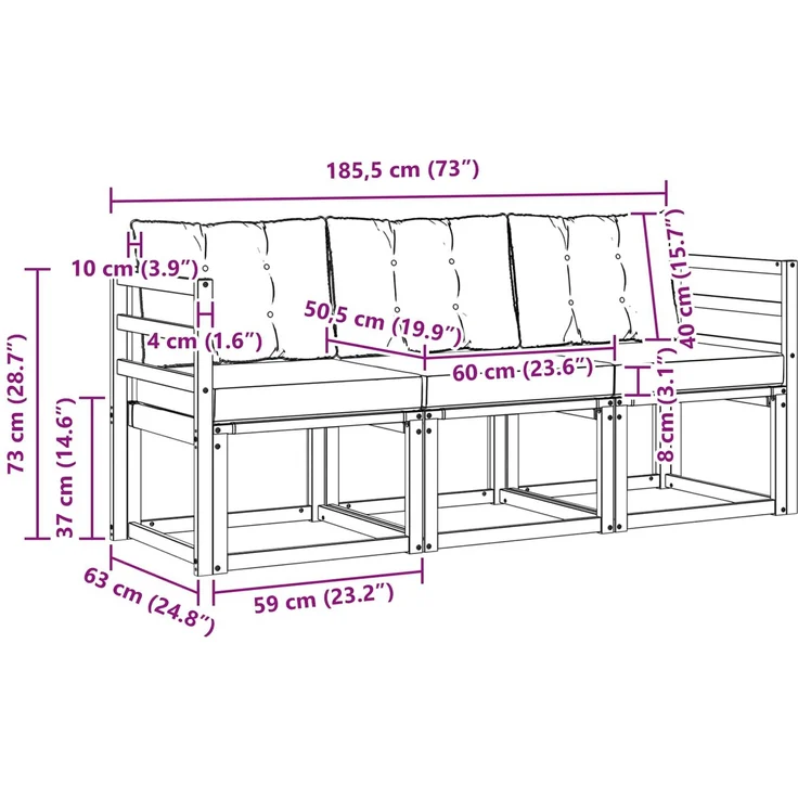 vidaXL Outdoor-Sofagarnitur 3 stk. 3-Sitzer Weiß und Hellgrau 3389153 – Bild 9