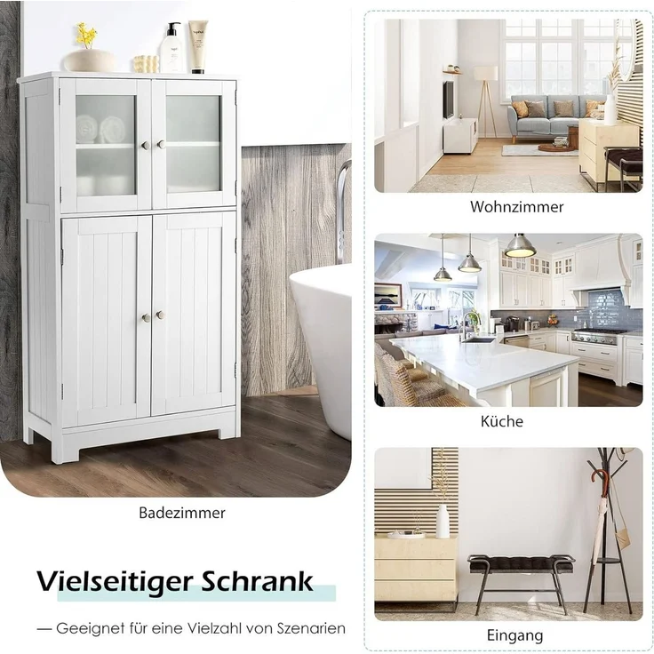 KOMFOTTEU Hochschrank Küchenschrank mit 3 Ebenen,4 Türen – Bild 3