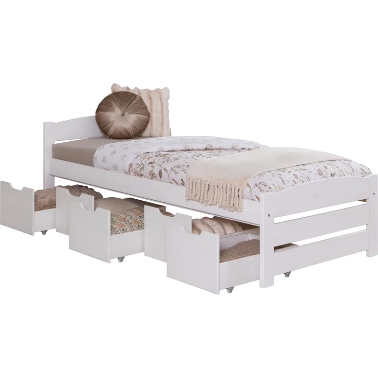 Stauraumbett Seniorenbett "Loni" 90x200 Kiefer massiv