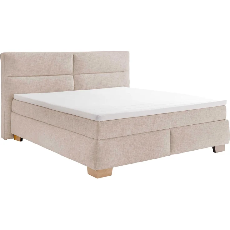 Boxspringbett Cordoba / Cornelia 6, Holz, Stoff, Beige, 222 x 125 x 241 cm – Bild 1