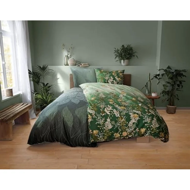 Kleine Wolke Bettwäsche Jamiro, Mako-Satin, 2 teilig, mit Blättern – Bild 3