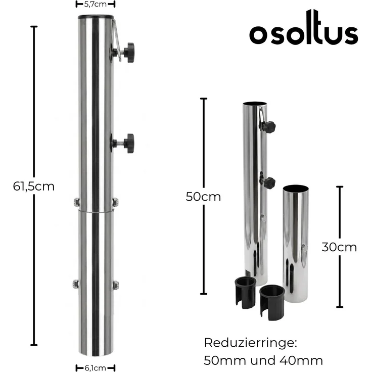 osoltus Bodenhülse Edelstahl Sonnenschirm Wäschespinne Ø 63mm – Bild 3