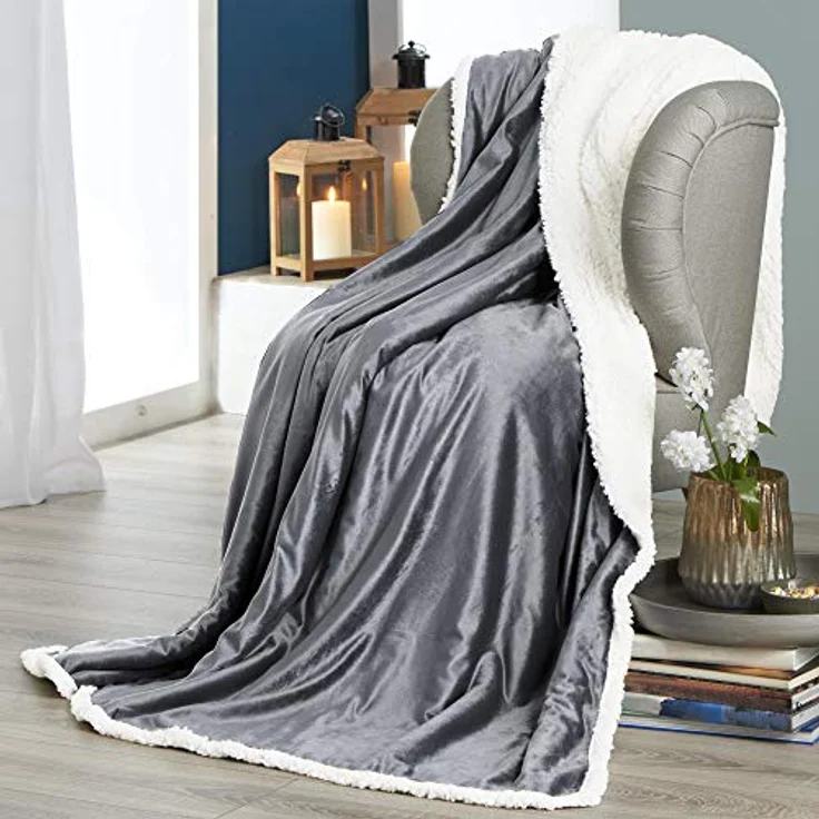 Wohndecke Fantasia Kuscheldecke Doubleface Flausch XXL 220x240cm Sandy grau, CelinaTex, allergikergeeignet,bügelfrei,flauschig,kuschelweich,mollig warm – Bild 3