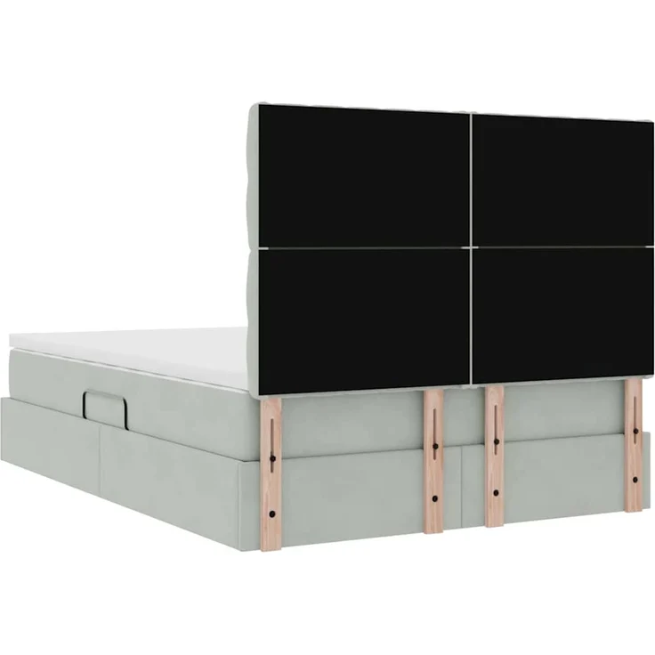 vidaXL Aufbewahrungsbett mit Matratze Hellgrau 140 x 190 cm Samt 3372087 – Bild 11