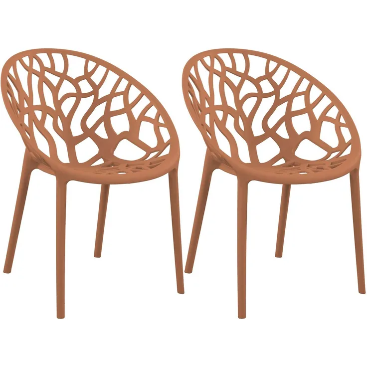CLP 2er Set Gartenstühle Hope mit Lehne stapelbar wetterfest UV-beständig bis 150 kg,terracotta