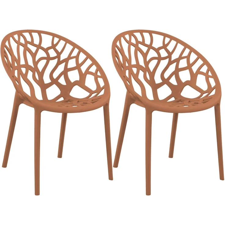 CLP 2er Set Gartenstühle Hope mit Lehne stapelbar wetterfest UV-beständig bis 150 kg,terracotta – Bild 1