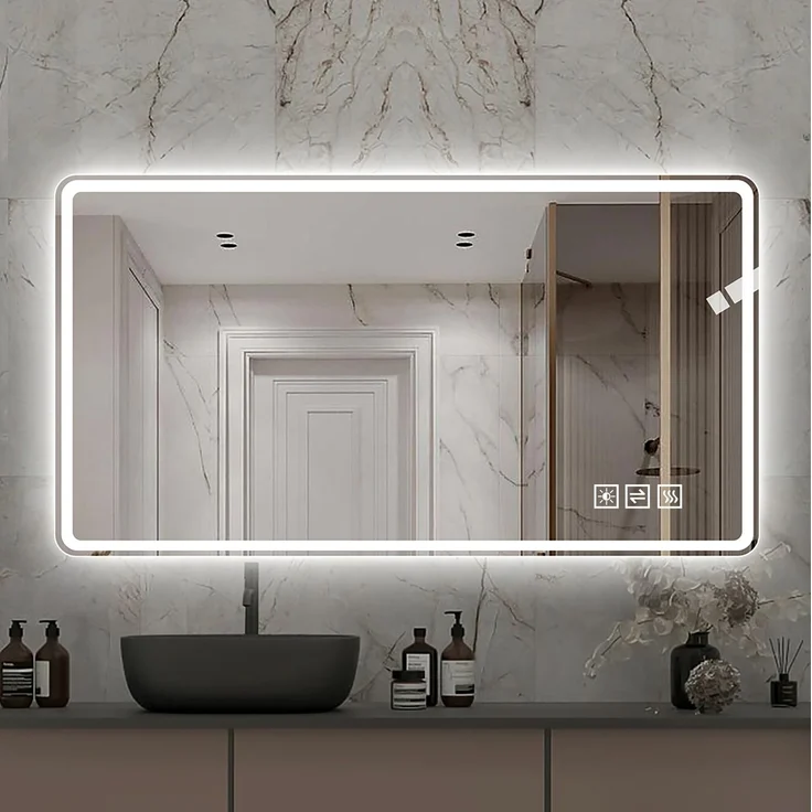 LED-Badezimmerspiegel 120x60 cm, rahmenlos, dimmbar, mit Anti-Beschlag-Funktion – Bild 5