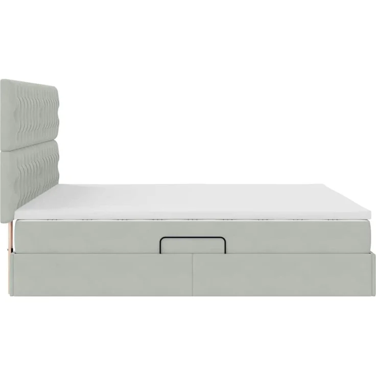 vidaXL Aufbewahrungsbett mit Matratze Hellgrau 160 x 200 cm Samt 3372099 – Bild 10