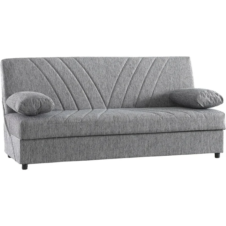 Dmora 3-Sitzer Schlafsofa Apicella, Sofa mit Stauraum und 2 Kissen inklusive, Wohnzimmersofa aus Stoff mit Klick-Klack-Öffnung, 181 x 81 x 88 cm, Grau – Bild 1