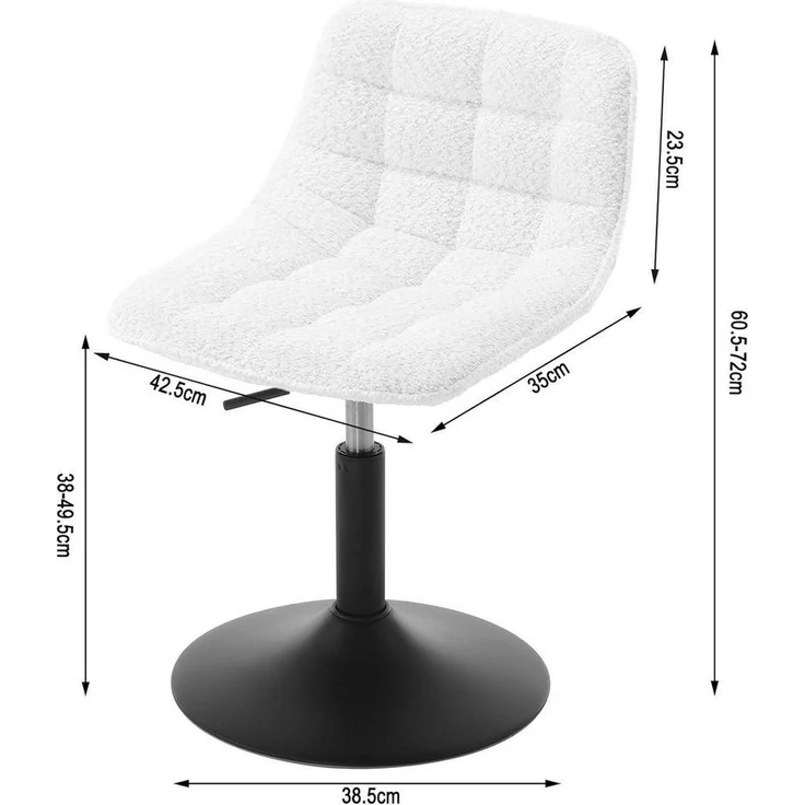 Woltu Drehhocker (1 St), weiß, Schminkhocker höhenverstellbarer Hocker, 360° drehbar – Bild 2