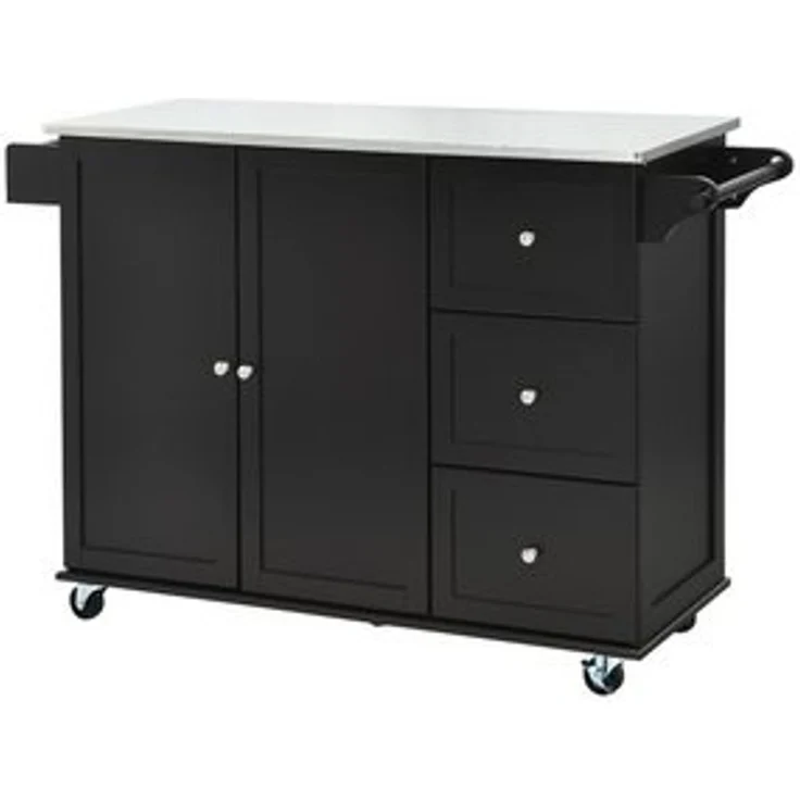 COSTWAY Küchenwagen, mit 3 Schubladen, Arbeitsplatte & verstellbarer Ablage – Bild 6