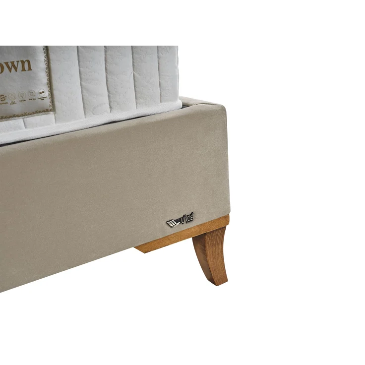 Schlafzimmer-Set "Rovina" – Bett mit Bettkasten und Matratze , Nachttisch, Hocker-Beige – Bild 4