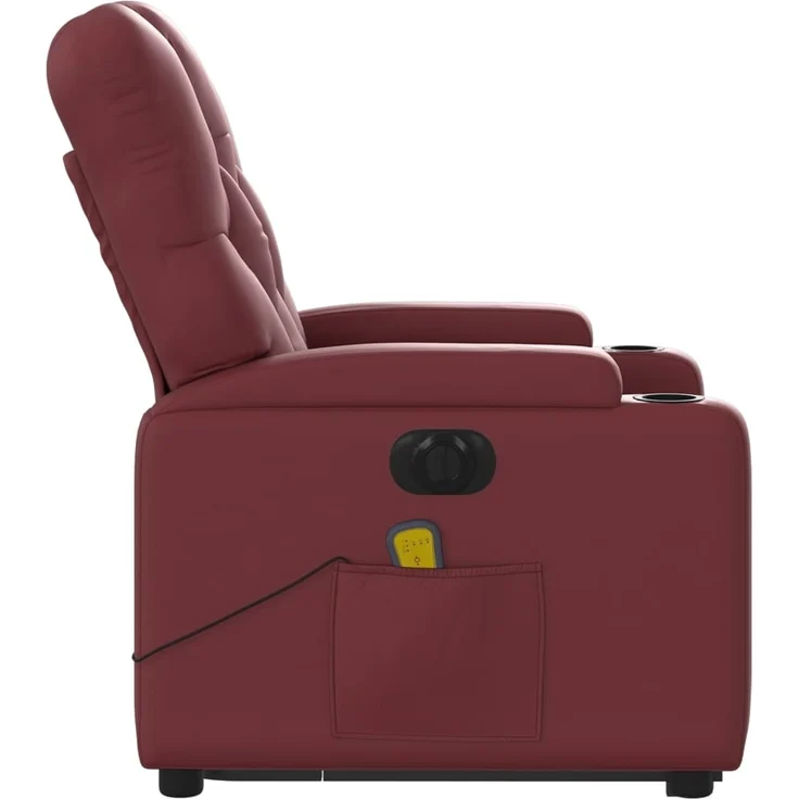 vidaXL Massagesessel mit Aufstehhilfe Elektrisch Weinrot Kunstleder 3204797 – Bild 8
