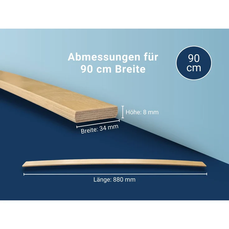 Ersatz Federholzleisten aus Schichtholz im 5er Set passend für viele gängige Lattenroste, Länge: Für 90 cm (880 mm), Breite und Farbe: 34 mm, Farbe: Natur – Bild 2