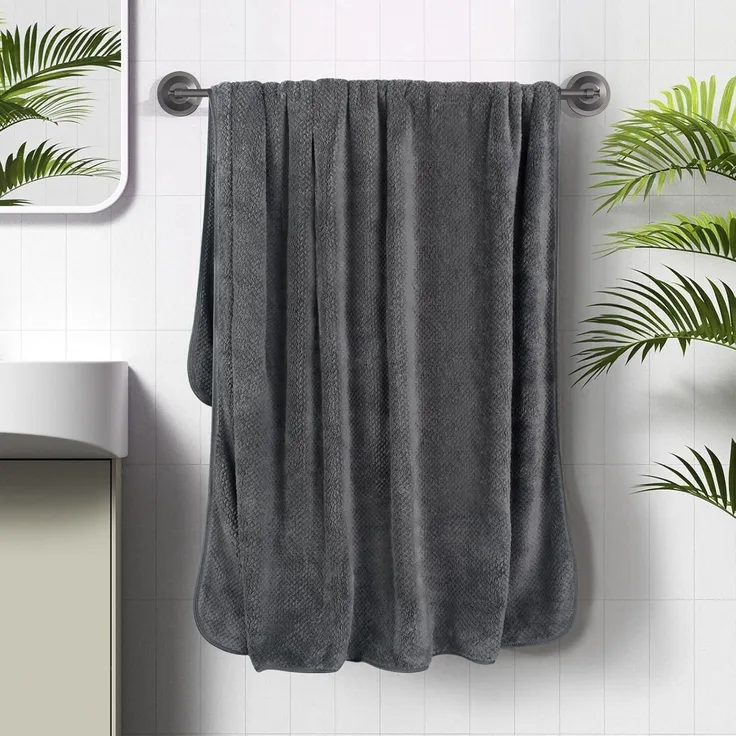 Badetuch XXL 100x200cm Mikrofaser Saugfähig Weich Duschtuch Dunkelgrau