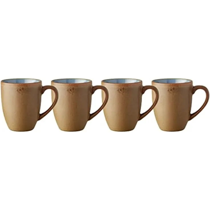 BITZ Kaffeetasse 300ml Wood Ocean 4er Set Set 0 3 l Blau Holz Steingut Becher Universal