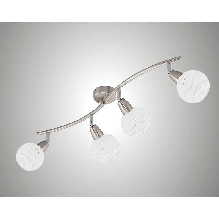 TRANGO LED Deckenleuchte, Dimmfunktion, 4-flammig 1001-42SD Deckenleuchte OLIVIA inkl. 4x 3-Stufen dimmbar LED Leuchtmittel 3000K warmweiß I Deckenlampe in Edelstahl-Optik mit Design Gläsern, Deckenstrahler, Wohnzimmer Lampe, Spots – Bild 1
